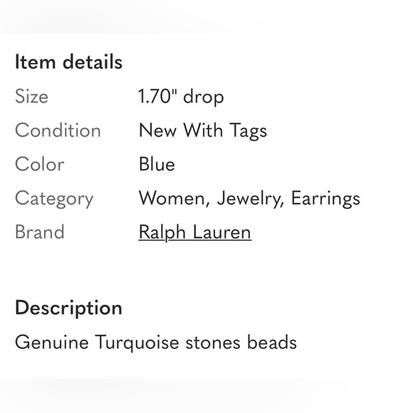 Ralph Lauren NEW Turquoise Beads Chandelier earrings Clip Backs - Picture 3 of 3